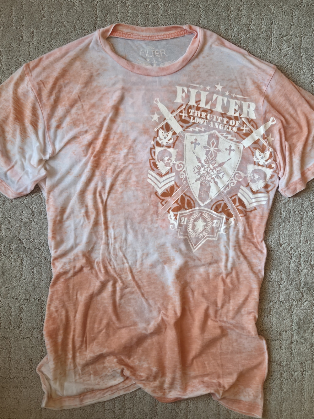 Filter Y2K Orange Tie Dye Graphic T-Shirt Small City of Lost Angels